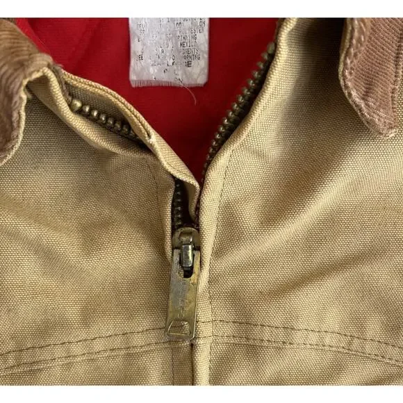 Vintage Carhartt J13BRN Santa Fe Duck Canvas Coat Red Flannel Lined Men’s 2XL - Picture 11 of 11